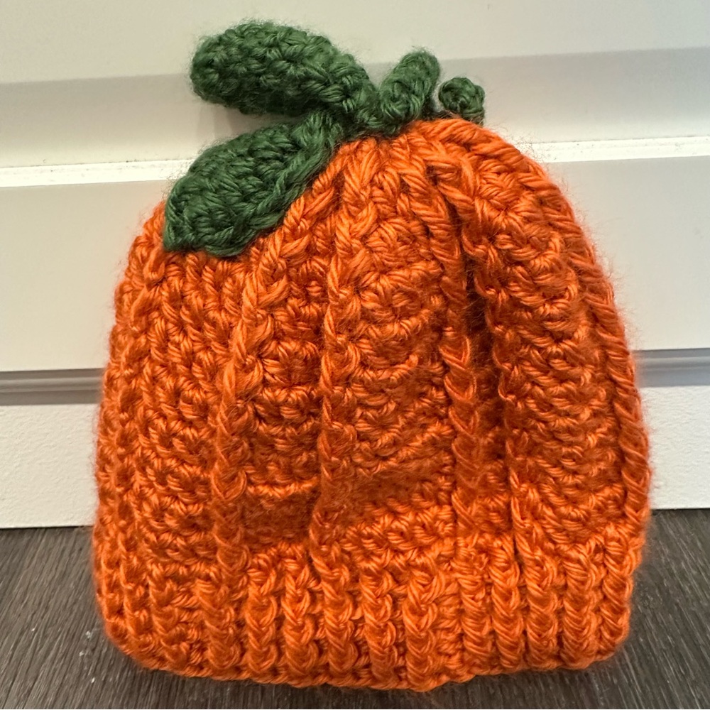 Handmade Orange Pumpkin Knit Hat for baby/toddler,Fall,Halloween,autumn